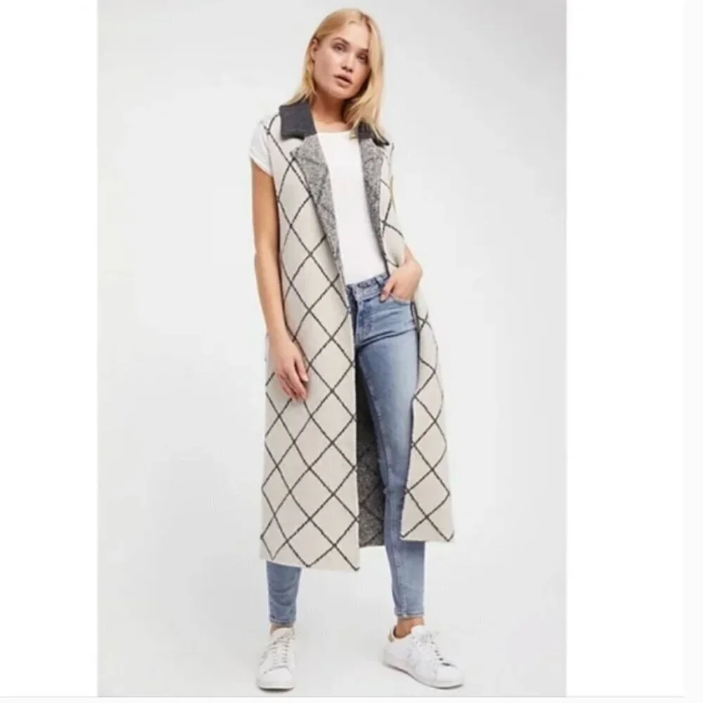 Free People Women's Size Small Girl's Best Friend Quilt Pattern Cardigan Sweater